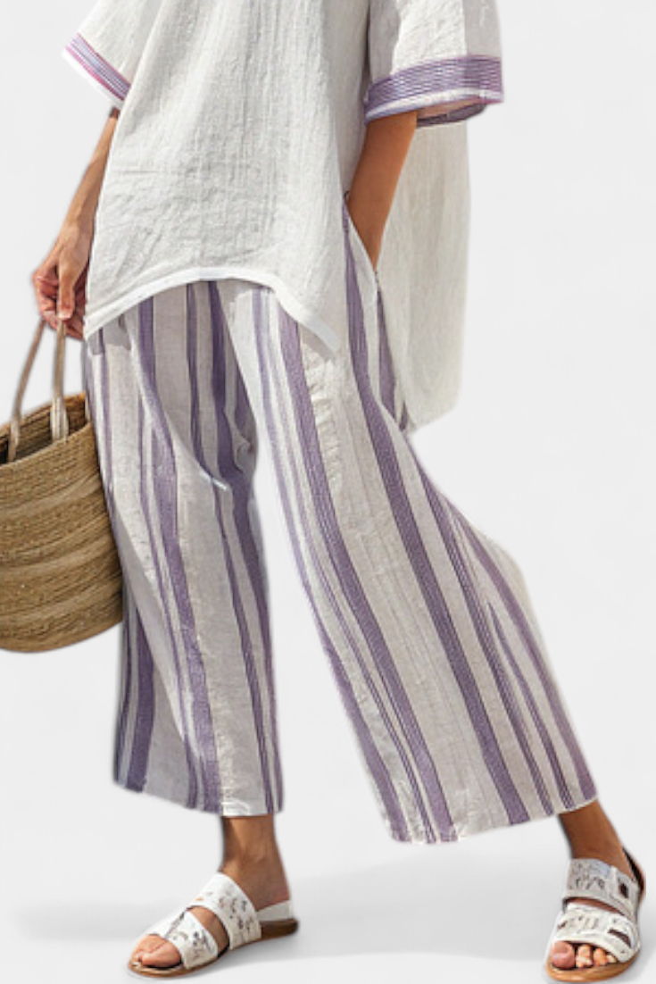 Allegra — Comfortable Tee & Striped Bamboo Pants
