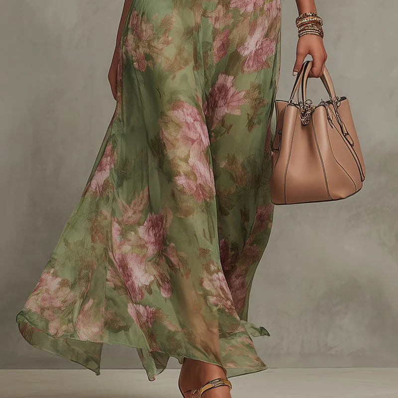 Livia | Elegant Floral Halter Maxi Dress