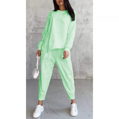 Sweatshirt + Asymmetrical Hem Pants Set