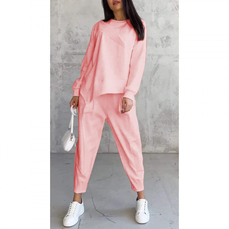 Sweatshirt + Asymmetrical Hem Pants Set