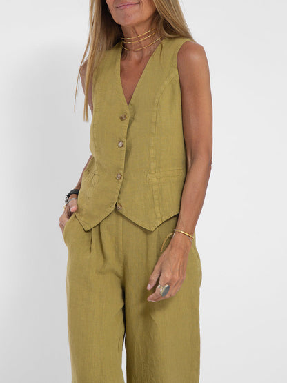 Aira — Elegant Two-Piece Set with Vest and Wide-Leg Pants
