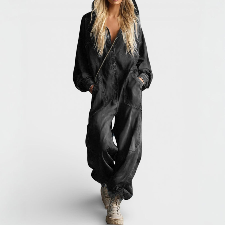 Hooded Jumpsuit with Long Sleeves