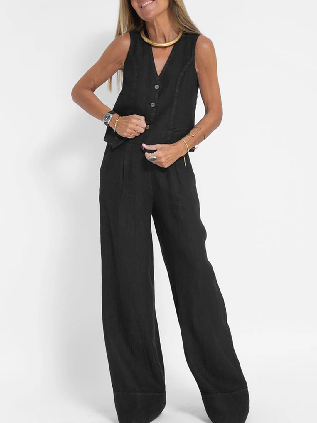 Aira — Elegant Two-Piece Set with Vest and Wide-Leg Pants