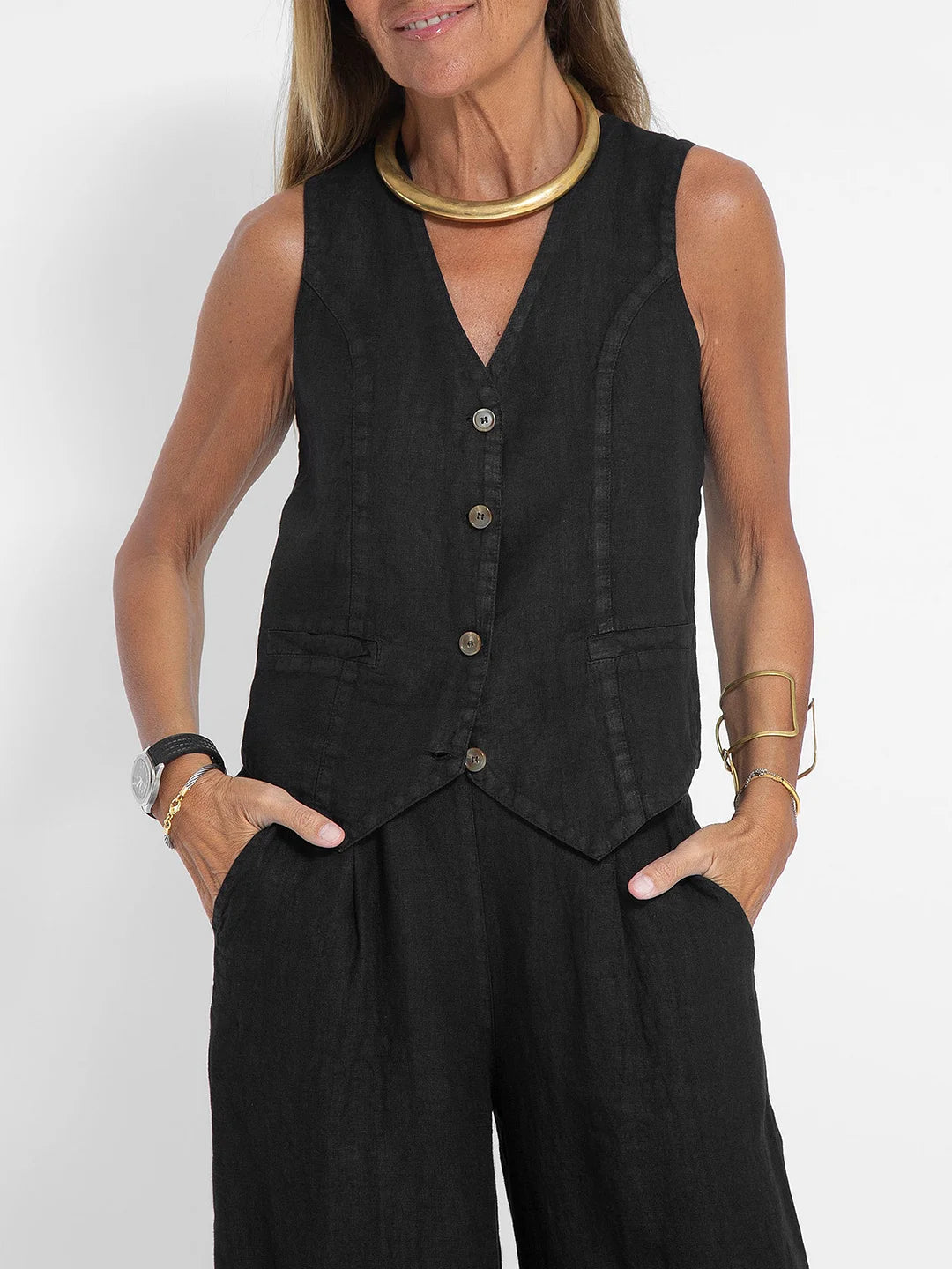 Aira — Elegant Two-Piece Set with Vest and Wide-Leg Pants