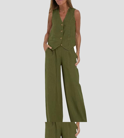 Aira — Elegant Two-Piece Set with Vest and Wide-Leg Pants