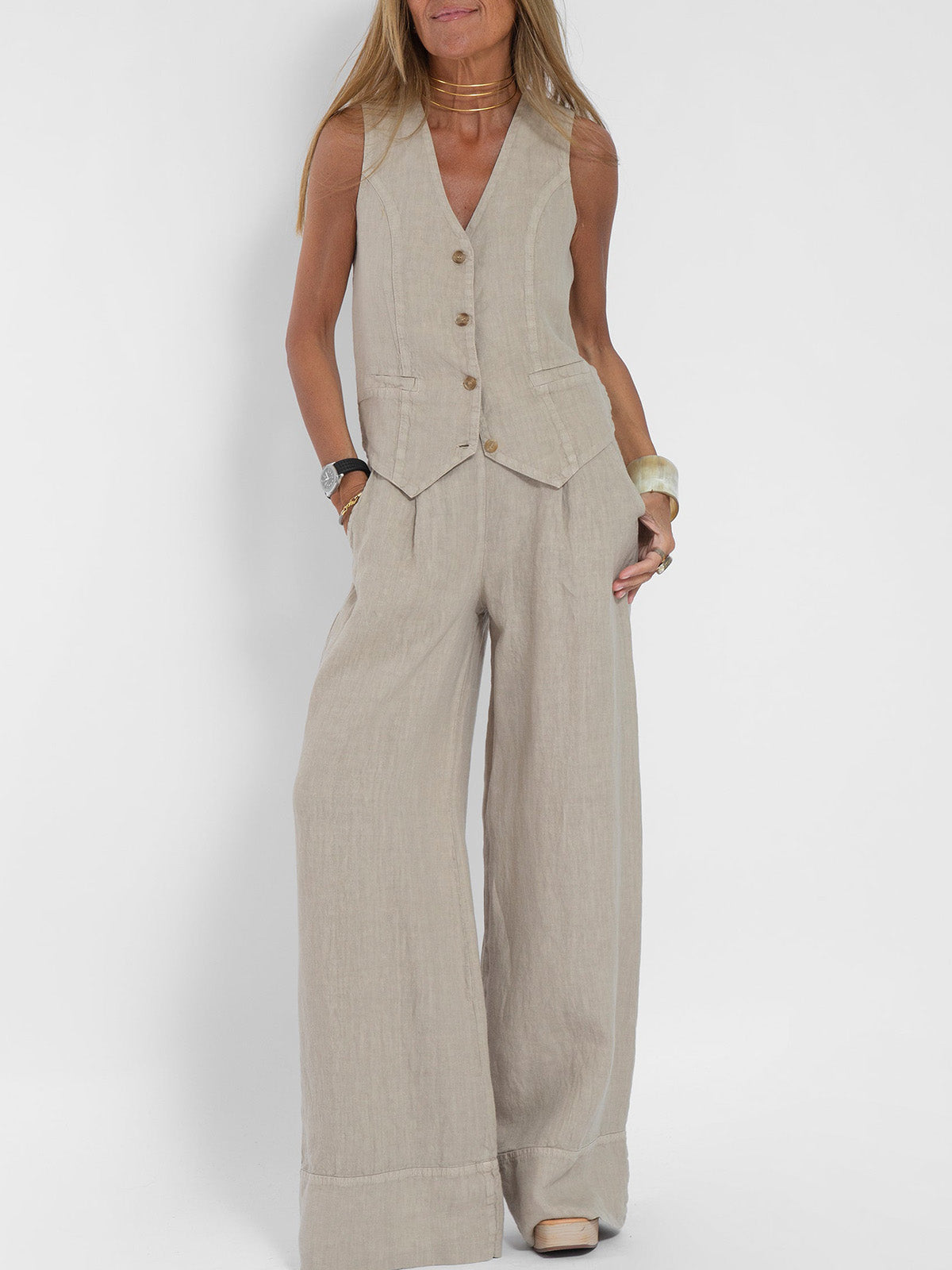Aira — Elegant Two-Piece Set with Vest and Wide-Leg Pants