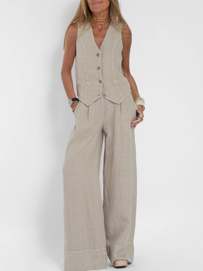 Aira — Elegant Two-Piece Set with Vest and Wide-Leg Pants