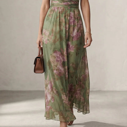 Livia | Elegant Floral Halter Maxi Dress