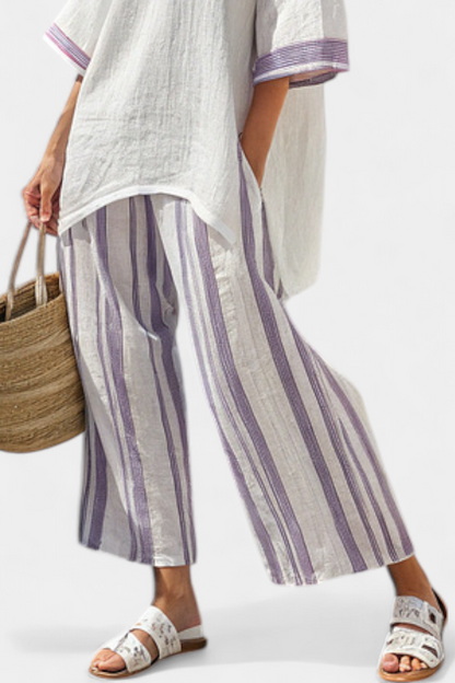 Allegra — Comfortable Tee & Striped Bamboo Pants