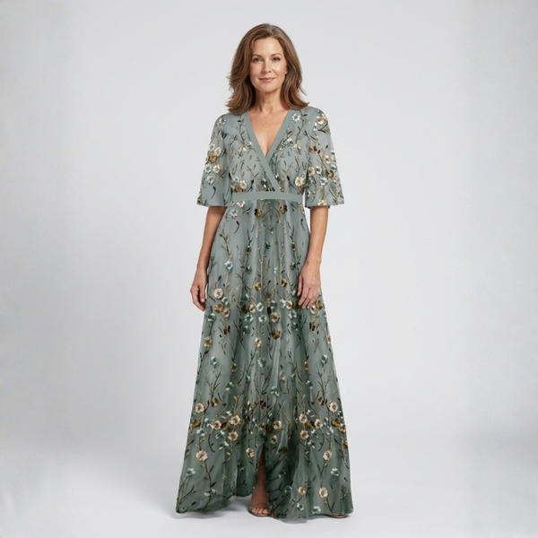 Élodie – Vestido largo floral con escote en V