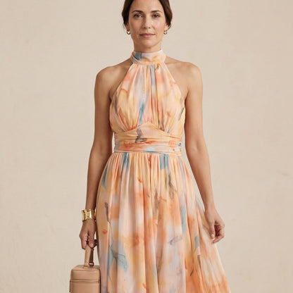 ESTHER | Watercolor-Style Halter Dress