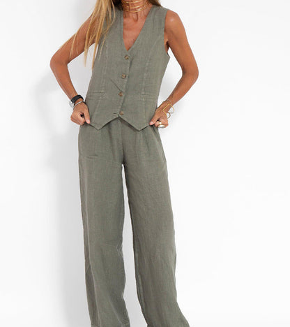 Aira — Elegant Two-Piece Set with Vest and Wide-Leg Pants