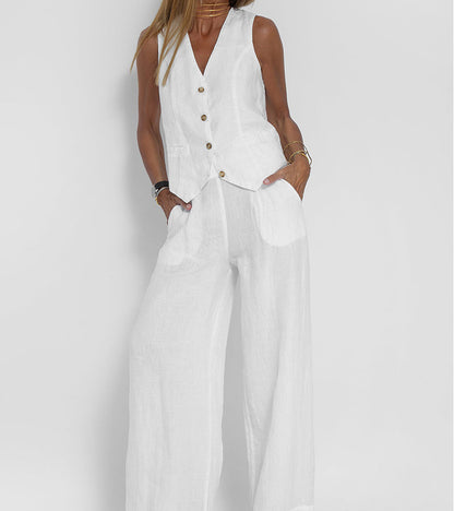 Aira — Elegant Two-Piece Set with Vest and Wide-Leg Pants