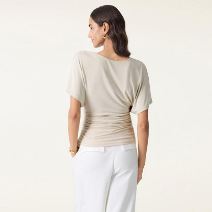 Batwing sleeve top with boat neckline
