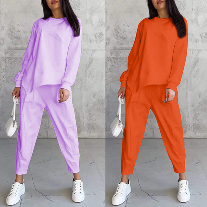 Sweatshirt + Asymmetrical Hem Pants Set