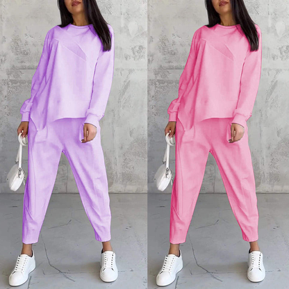Sweatshirt + Asymmetrical Hem Pants Set