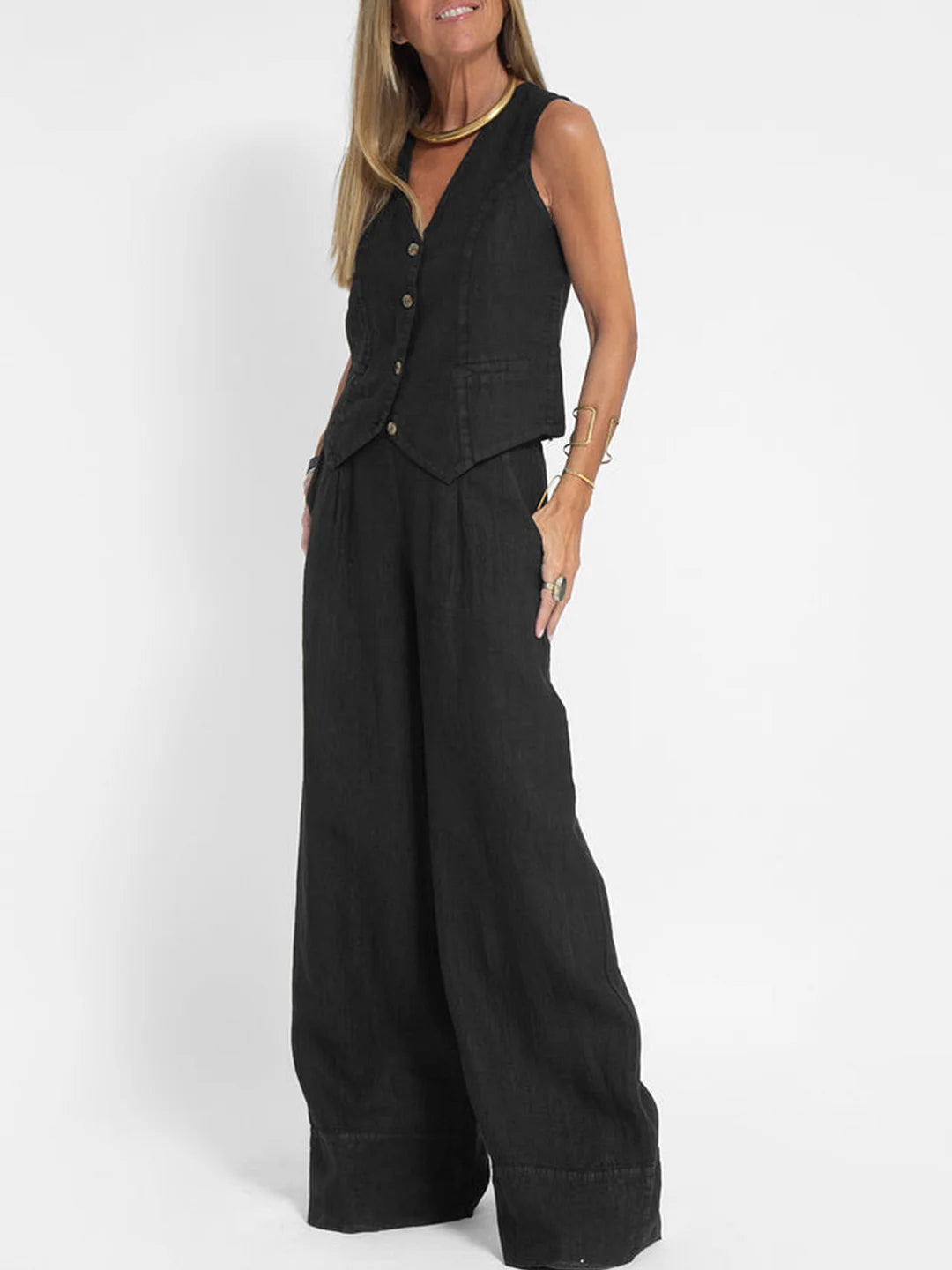 Aira — Elegant Two-Piece Set with Vest and Wide-Leg Pants