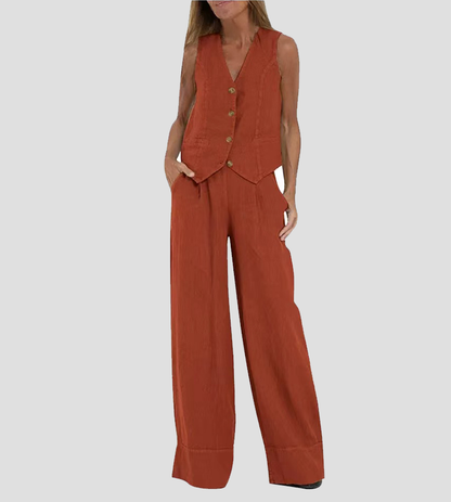 Aira — Elegant Two-Piece Set with Vest and Wide-Leg Pants