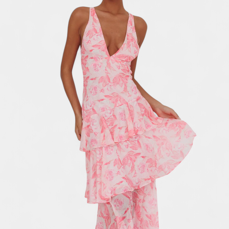 Domenica | V-Neck Chiffon Dress