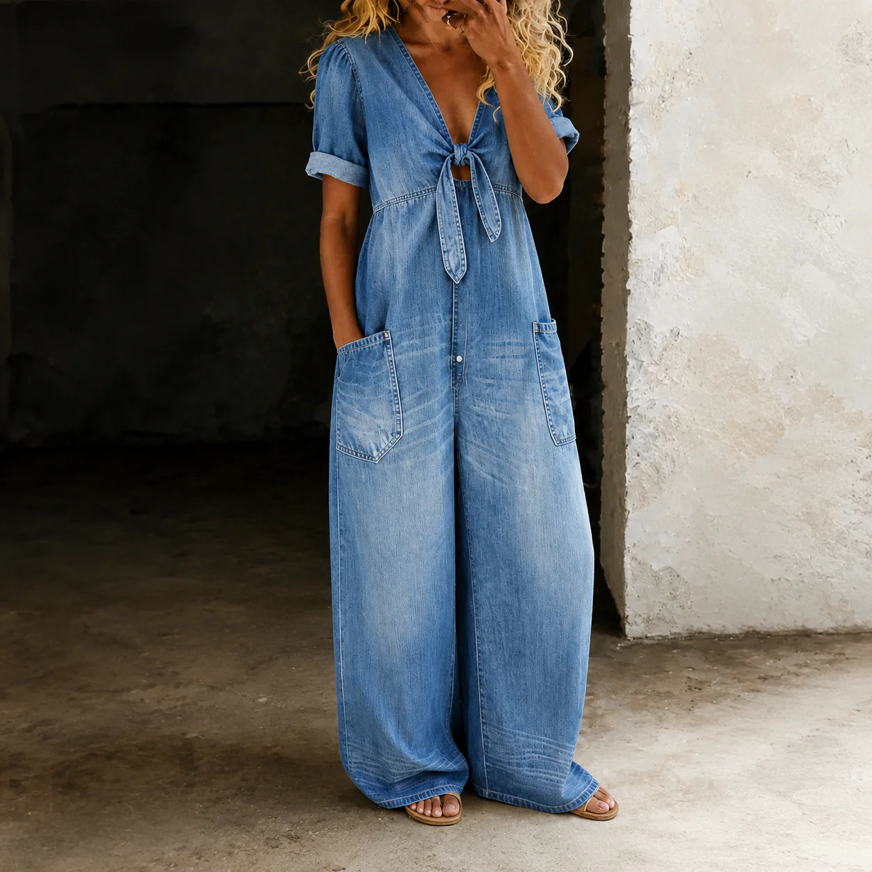 Maya | Long-Leg Denim Jumpsuit
