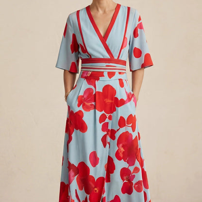 Valentina | Elegant Long Dress with Deep V-Neck