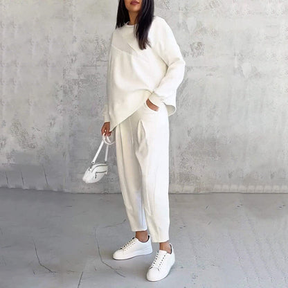 Sweatshirt + Asymmetrical Hem Pants Set