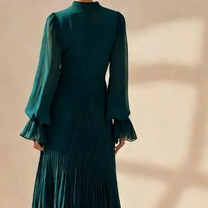 Clara | Pleated Midi Dress with Ruffles